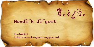 Novák Ágost névjegykártya